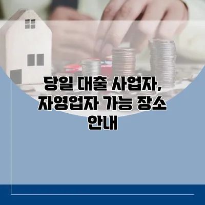당일 대출 사업자, 자영업자 가능 장소 안내