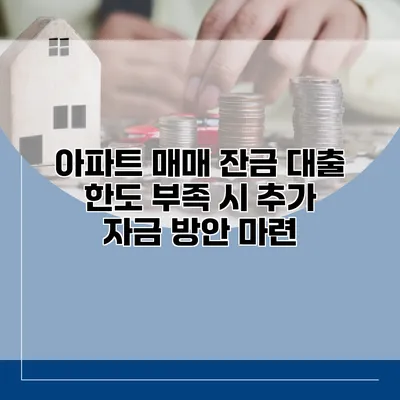 아파트 매매 잔금 대출 한도 부족 시 추가 자금 방안 마련