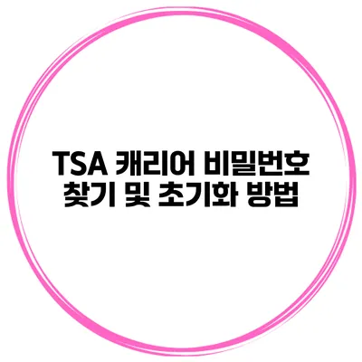 TSA 캐리어 비밀번호 찾기 및 초기화 방법