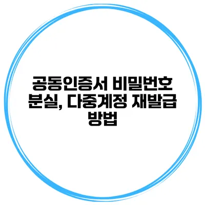 공동인증서 비밀번호 분실, 다중계정 재발급 방법