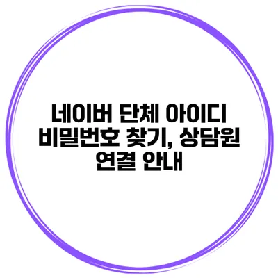 네이버 단체 아이디 비밀번호 찾기, 상담원 연결 안내