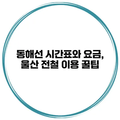 동해선 시간표와 요금, 울산 전철 이용 꿀팁