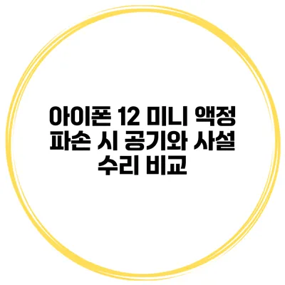 아이폰 12 미니 액정 파손 시 공기와 사설 수리 비교