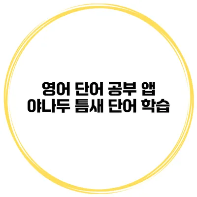 영어 단어 공부 앱 야나두 틈새 단어 학습