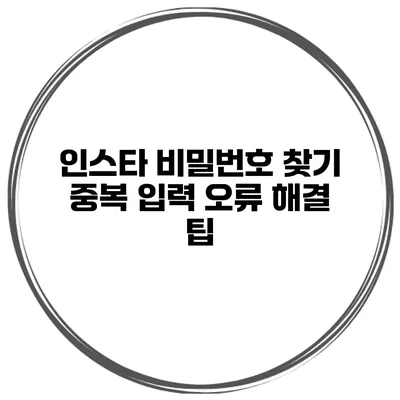 인스타 비밀번호 찾기 중복 입력 오류 해결 팁